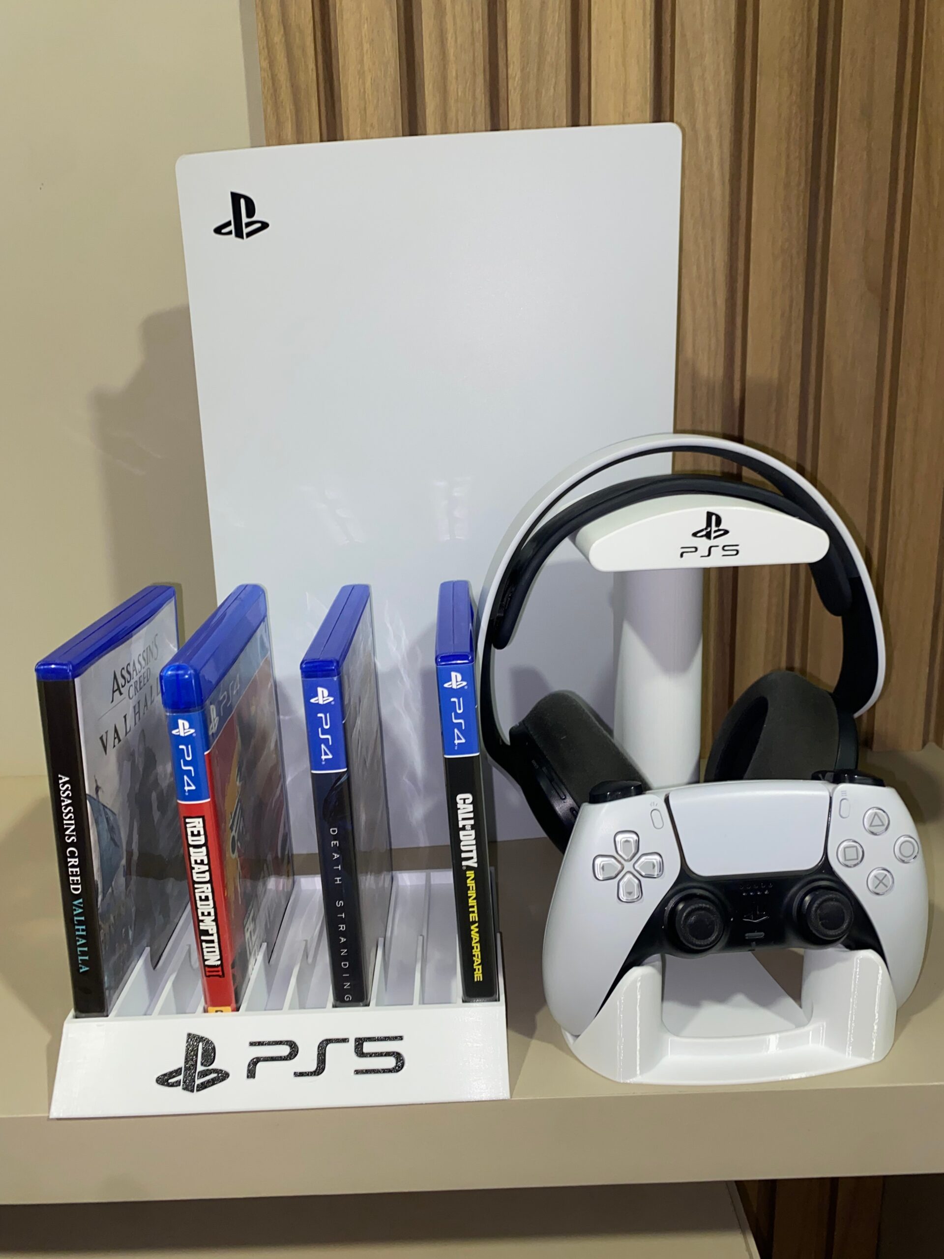 Kit Organizador PS5 – Suporte para Headset + Organizador de Jogos